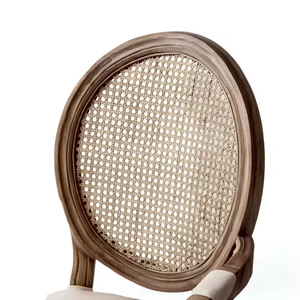 Chaise de restaurant en gros, style <span class=keywords><strong>Louis</strong></span> français, en bois massif, finition antique, dossier en rotin, assise rembourrée en lin, pour usage scolaire et gymnastique - Product Image 5