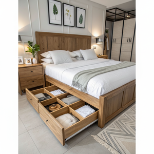 Funcional cama de madera con cajones de almacenamiento. Disponible a precios de mayorista. - Product Image 1