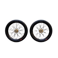 Kit Roda Supermoto 17 Inci CNC Aluminium dengan Ban Balap Jalanan untuk Sur-Ron Light Bee X LBX Set Pengganti Performa Tinggi