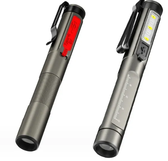 LED pen light with built-in TYPE-C charging clip  compact and portable UV purple light flashlight