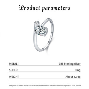 S925 <b>Silver</b> Classic Engagement <b>emerald</b> cut diamond <b>Ring</b> Round Brilliant Cut Diamond Prong Setting Women's Jewelry - Product Image 2