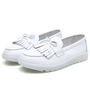 Chaussures d'infirmière Air Sole Anti-slip Good Looking White Bowknot Leather Upper Doctor Nurse