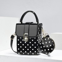 Mini sac bandoulière à pois en cuir PU, petit sac à main pour téléphone, avec sangle réglable, idéal pour les trajets quotidiens et les soirées