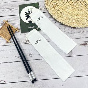 Sacs d'emballage personnalisés pour baguettes, sac en coton avec cordon de serrage pour baguettes, couteau et fourchette - Product Image 4