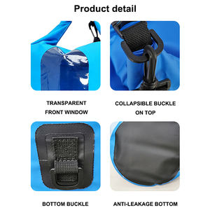 Sac étanche en PVC à enroulement pour kayak, escalade, plage et voyage, avec fenêtre de visualisation transparente et capacité de 15L, vente en gros - Product Image 5