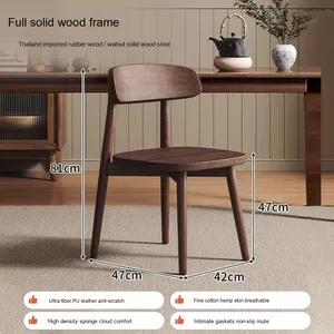 Stile moderno <span class=keywords><strong>in</strong></span> <span class=keywords><strong>legno</strong></span> massello sedia da pranzo semplice <span class=keywords><strong>in</strong></span> <span class=keywords><strong>legno</strong></span> <span class=keywords><strong>poltrona</strong></span> con cuoio PU & cotone lino per il ristorante caffè tè tempo libero - Product Image 6