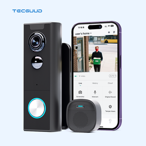 Sonnette vidéo sans fil avec <span class=keywords><strong>interphone</strong></span>, caméra HD 1080p, étanche, vision nocturne, alimentée par batterie, WiFi 2.4GHz, angle réglable à 180 degrés - Product Image 1
