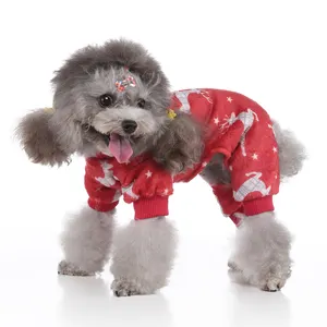 Costumes de Noël pour chien Manteau de chandail de renne Combinaison d'hiver chaude Onesie pour petits et moyens chiens chats