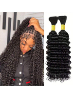 Extensions de cheveux humains Deep Wave sans trame, fibres haute température, cheveux bouclés en vrac pour tresses bohèmes
