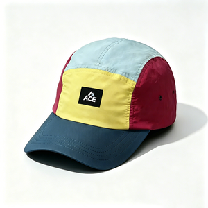 ACE Color Block 5 Panel Canvas Camp Cap Quick Dry Lightweight Adjustable Sports Outdoor Streetwear Camp <b>Hat</b> for Men Women - Product Image 6