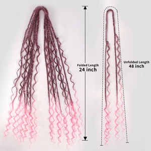 24 pollici 5 fili sottili Boho Soft De Dreadlock Boho Dreadlock Dreadlock sintetico doppio <span class=keywords><strong>con</strong></span> <span class=keywords><strong>trecce</strong></span> Boho Box - Product Image 5