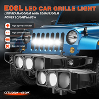 Lumière de calandre LED super lumineuse E06L 85W, double couleur blanc-jaune, refroidissement par double ventilateur, lumière de travail LED, DC12V, lumière auxiliaire LED, 3 lentilles