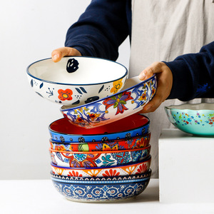 Vaisselle de restaurant en céramique peinte à la main, vaisselle mignonne de fête pastorale de soupe de Salada, vaisselle vintage créative européenne - Product Image 1