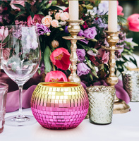 Décoration de mariage, mosaïque de verre, porte-bougie coloré en or, petit porte-bougie moderne