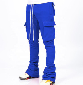 Mode cordon pile hommes pantalons <span class=keywords><strong>Baggy</strong></span> Streetwear Cargo <span class=keywords><strong>Hip</strong></span> <span class=keywords><strong>Hop</strong></span> Style hommes Fit Skinny empilé pantalon <span class=keywords><strong>Jogging</strong></span> logo personnalisé - Product Image 2