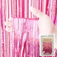 Rideaux à franges laser, rideau de fond en feuille métallique laser, accessoires pour cabine photo de mariage et d'anniversaire, 1m x 2m