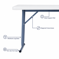 Table pliante rectangulaire en plastique HDPE, légère, pour réunions en plein air, portable, pliable, table de jardin, table de réception blanche