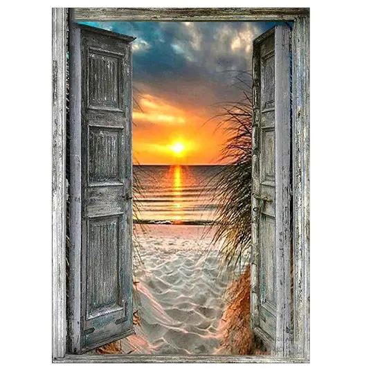 Diamond Painting Sunrise Landscape Kit for Adults Full Drill Paint with Diamond Art Sunset Beach Painting by Number Kits Frames