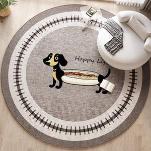 พรมปูพื้นทรงกลมผ้ากำมะหยี่คริสตัลลายสุนัขจุดๆ กันคราบสกปรก สำหรับตกแต่งห้องนั่งเล่น - Product Image 4