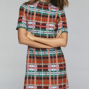 Vestido Mini Casual de Verano, Moderno, con Cuello Alto, Manga Corta, Encaje Calado Floral, Transpirable - Product Image 1