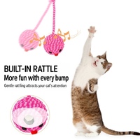 Jouet interactif pour chat en forme de balle avec son de grincement et queue en corde élastique pour chats d'intérieur et chatons