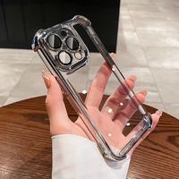 Funda de Teléfono Transparente de Lujo con Cuatro Esquinas Electrochapadas Anti-Caída para iPhone 17 Pro Max 17 Air 16 15 14 13 12 11, Cubierta Suave de TPU