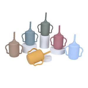 Gobelet bébé en silicone anti-fuite avec paille, pour l'apprentissage de la boisson des tout-petits, pour une alimentation pratique du bébé, avec logo personnalisé - Product Image 1