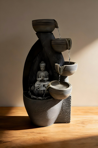 <span class=keywords><strong>Fontaine</strong></span> d'eau <span class=keywords><strong>Bouddha</strong></span> Zen à 4 niveaux en résine <span class=keywords><strong>pour</strong></span> la maison et le bureau, décoration apaisante et silencieuse avec pompe - Product Image 2