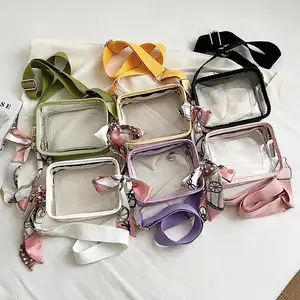 Temizle tek kollu çanta bayanlar stadyum onaylı Mini PVC Crossbody kadınlar için omuz çantaları şeffaf askılı çanta