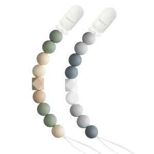 Sucettes en silicone de qualité alimentaire rose avec attache en bois, chaîne de dentition, attache-sucette <span class=keywords><strong>pour</strong></span> bébé - Product Image 6