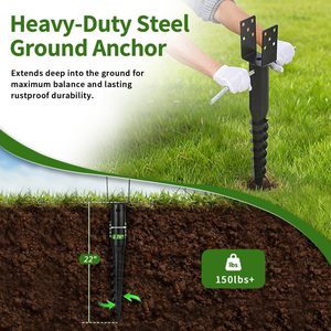 Kit de montage pour bibliothèque compacte, ancrage au sol sans crevaison, <span class=keywords><strong>poteau</strong></span> en bois et support étanches 4x4x31,5 pouces, installation facile pour usage extérieur - Product Image 3