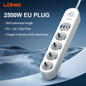 Xu hướng mới LDNIO SE1-C ngoài trời phổ 4 ổ cắm mở rộng tường Ổ cắm điện dải với cổng USB EU cắm ổ cắm - Product Image 1