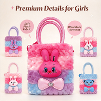 Sac bandoulière mignon en forme de lapin de dessin animé, à rayures colorées, petit sac à main moelleux pour enfants, portefeuille, cadeau d'anniversaire
