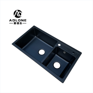 Lavabo <span class=keywords><strong>Noir</strong></span> Topmount Évier de Cuisine Silgranite Double Bol Composite Quartz Granit Évier de Cuisine - Product Image 5