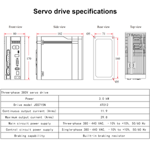 Kit de Motor Servo Trifásico EtherCAT de 3KW 380VAC 3000RPM, Motor Servo AC de 17 bits y Servoaccionamiento con Característica Impermeable - Product Image 3