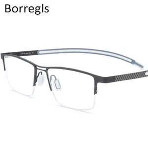 Borregls B Titan Brille Rahmen Männer Rezept Brillen Halb Randlose Platz Brillen Myopie Optische Brillen 1872