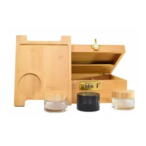 Bán Buôn Bằng Gỗ Stash Hộp Quà Tặng Combo Kit Với Máy Xay Stash Jar Cán Khay Lưu Trữ Ngăn Hộp Set Với Cr Khóa