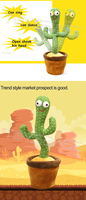Nouveau Design Enfants Électrique Électrique Cactus Danseur de Juguet al por maire, Musique En Peluche Poupée Jouet Cactus Jouet Chantant