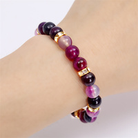 Nouvelle Mode À La Main Élastique Micro-incrusté Zircon 8mm Pierre Naturelle Améthyste Cristal Pierre De Soleil Mode Perlé Bracelets
