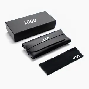 Custom Logo Hard Paper Drawer Sunglasses Case Box Packaging Set With Cleaning Cloth