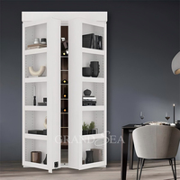 Porte-étagères en bois massif blanc pour intérieur, avec compartiment secret invisible, style porte escamotable Murphy