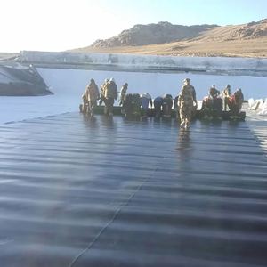 Géomembranes en plastique HDPE industrielles modernes de 40 pieds x 40 pieds, imperméables, noires, pour bassin de crevettes, revêtement de barrage minier, ferme piscicole - Product Image 4