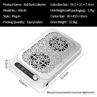 Colector de Polvo de Uñas Eléctrico 858-20, Velocidad Ajustable, Cubierta Superior Magnética, Filtro Reemplazable, Fácil Limpieza, Control Preciso de Succión