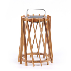 Iluminación solar <span class=keywords><strong>para</strong></span> jardín, farolillos colgantes <span class=keywords><strong>para</strong></span> el suelo del patio trasero al aire libre, con energía solar LED, fácil de instalar, marco de madera, Lámpara decorativa de estilo natural - Product Image 3