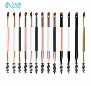 Strumenti per il trucco all'ingrosso <span class=keywords><strong>accessori</strong></span> per il trucco singolo spazzola per il trucco in legno double face double face angolato spoolies sopracciglio pennello - Product Image 1