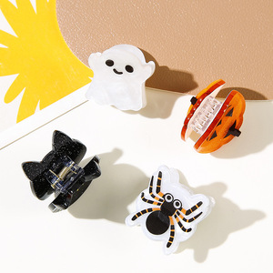 Carino Mini graffio gatto ragno fantasma e zucca forcina per Halloween elegante Cross Border acrilico fermaglio per capelli - Product Image 3