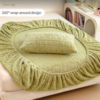 Housse de matelas en polaire laiteuse chaude, drap-housse jacquard épaissi, hiver, anti-boulochage, élastique, poches profondes, polyester, antistatique