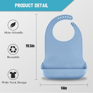 Bavoir en silicone pour adultes, bleu clair, imperméable, protection contre la bave, pour personnes d'âge moyen et âgées - Product Image 5