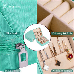 Organizador de anillo y collar de PU para mujer, caja pequeña de joyería portátil, embalaje de regalo, cajas de viaje para pendientes, caja de joyería - Product Image 6