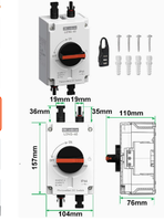 Interrupteur isolateur CC PV 2 entrées 2 sorties 1200V 32A IP66 résistant aux intempéries, interrupteur de déconnexion solaire certifié TUV pour utilisation en extérieur